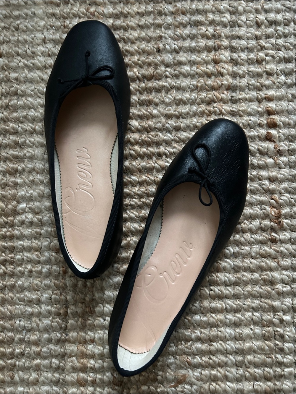 J. Crew ‘Zoe’ Black Leather Ballet Flats - size 6.5